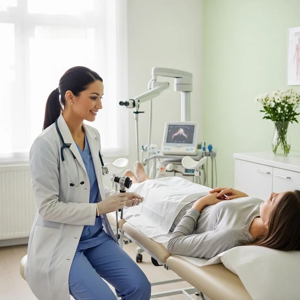 Female doctor providing gynecological care in a private clinic, emphasizing personalized women's health services