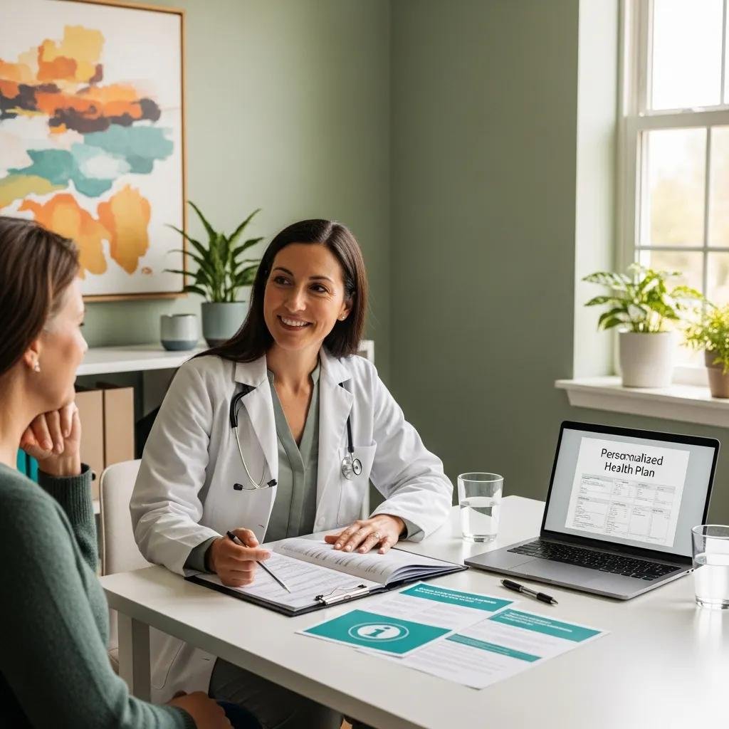 Healthcare professional consulting with a patient about personalized menopause care