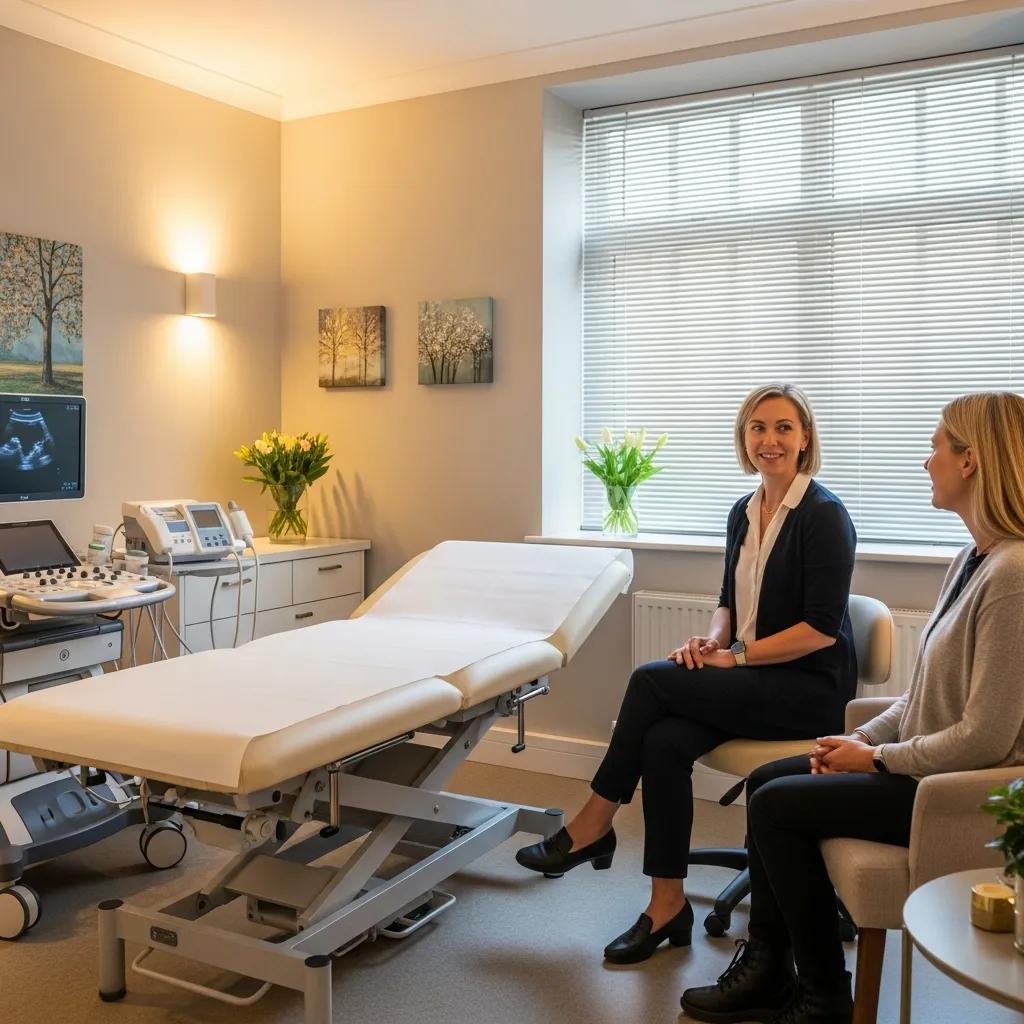 Private gynaecology clinic in London with a welcoming consultation room and healthcare professional